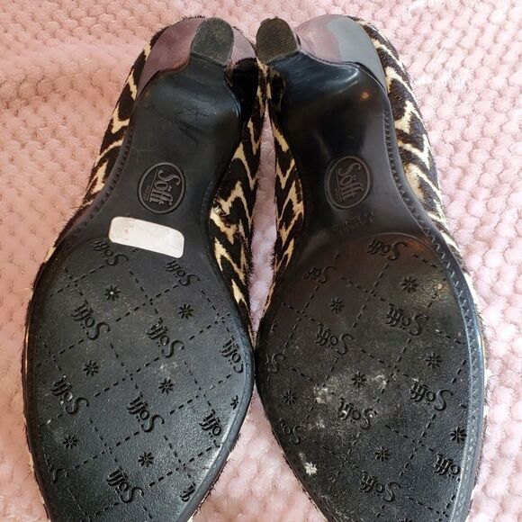 SOFT 'MOSELLE'PUMPS WAVE PRINT CALF HAIR BROWN/BEIGE WOMEN"S SHOES - Picture 5 of 15